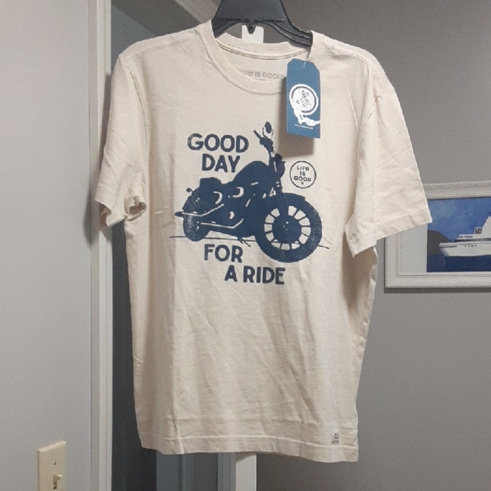 Life Is Good. Good Day For A Ride Motorcycle T Shirt. Size Small. NWT.